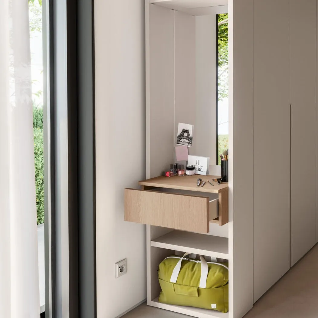 Cabina armadio tortora con scrittoio legno