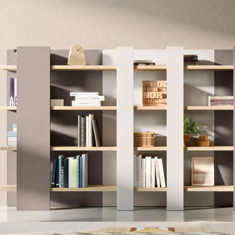 Libreria moderna con pannelli verticali bianchi