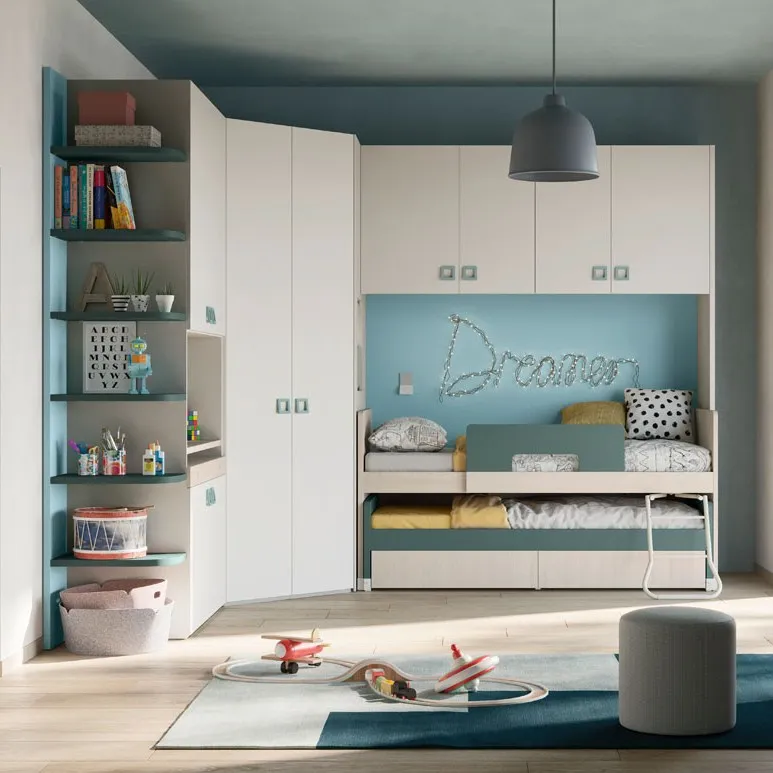 Cameretta letto a scomparsa Dreamer azzurro